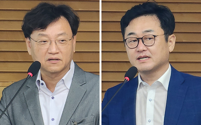 '국회 디지털경제3.0포럼' 세미나에서 발제를 진행한 박성호 한국인터넷기업협회장(왼쪽)과 구태언 코리아스타트업포럼 부의장. 박광하 기자